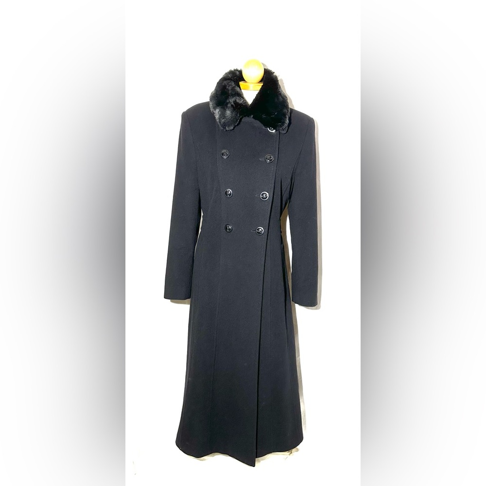 Gerry Weber—Double Breasted Wool Cashmere Blend Trench Coat with Faux Fur - NWOT
